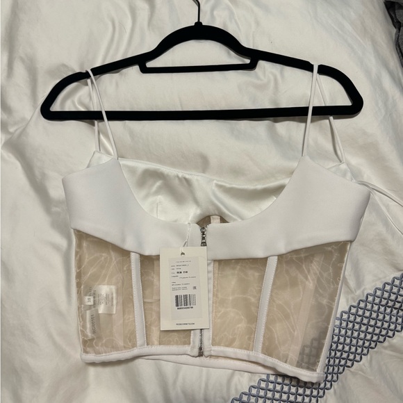 ROZIE CORSETS Tulle-Trimmed Crepe Corset Top - Picture 7 of 7